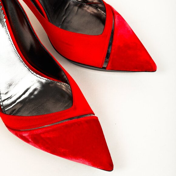 Giorgio Armani Rosso Velvet & Satin D'Orsay Heels - Picture 7 of 12
